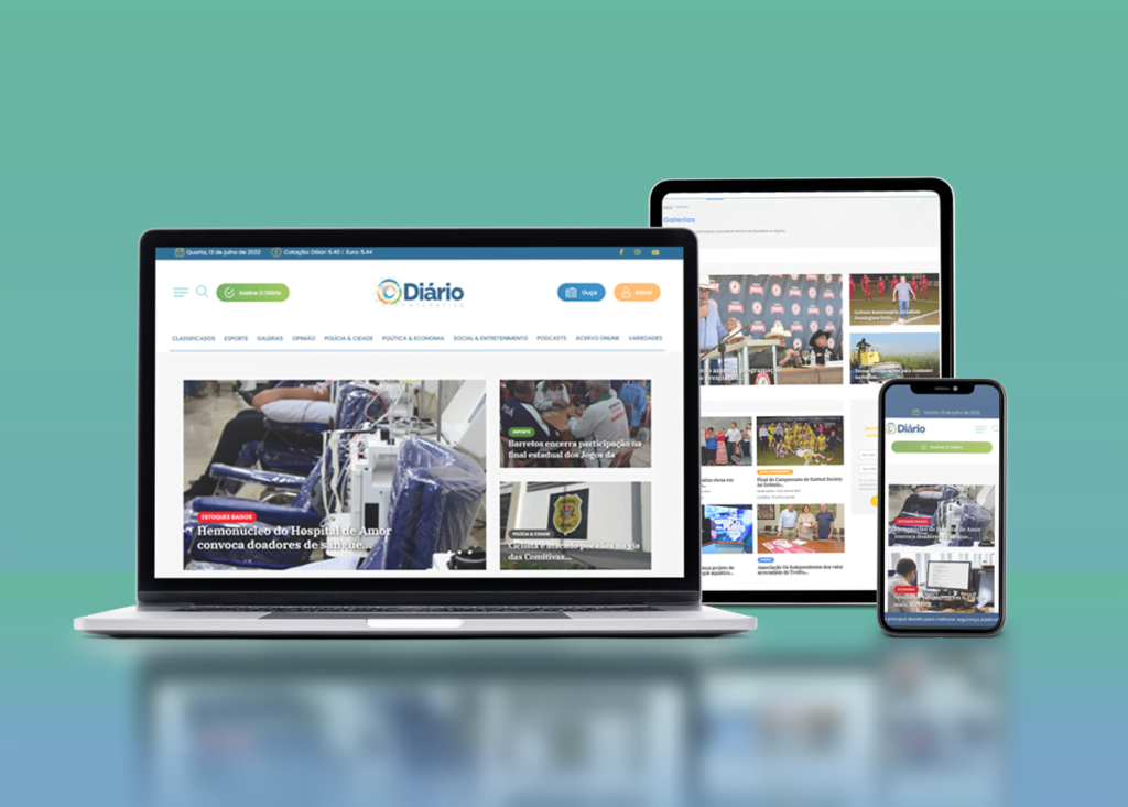 Plataforma editorial com site e aplicativo do jornal O Diário, desenvolvidos sob a plataforma de gestão de assinaturas da Olivas Digital.