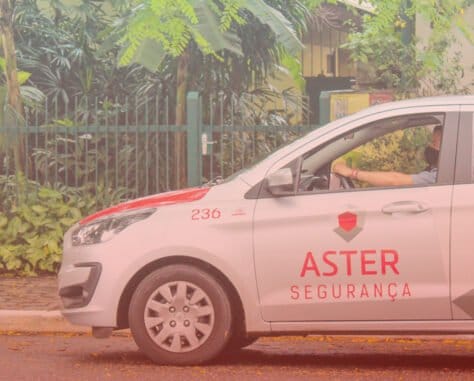 Foto da viatura da ASTER - Segurança, Facilities e Automação