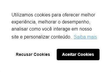 Aviso de cookies para LGPD